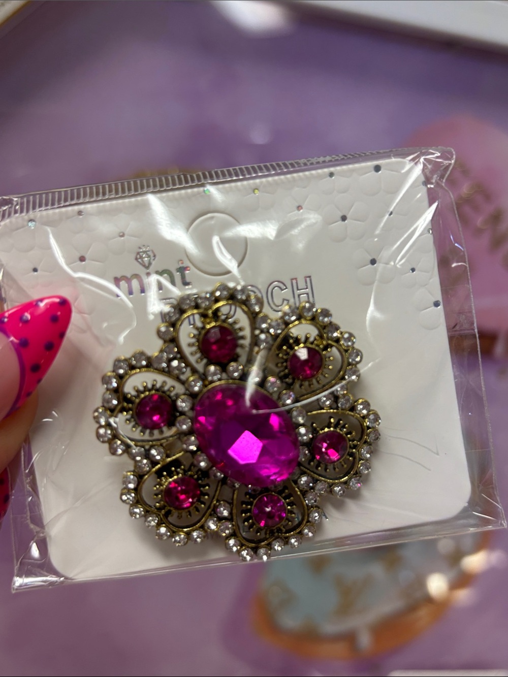 Flower Rhinestone Brooch (1) Pick 🆕 - Picture 3 of 7